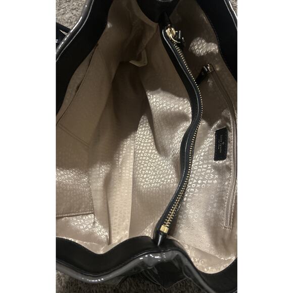NWT Kate Spade Carlisle Street Elena Patent Leather Black and Grey Purse Handbag
